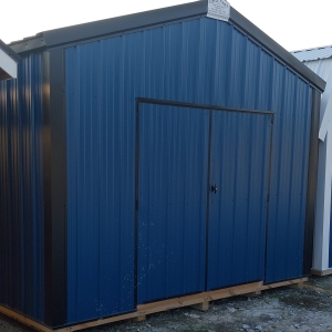 #24 - 12x16 Gable $4370 Heron Blue Sides, Black Roof & Trim