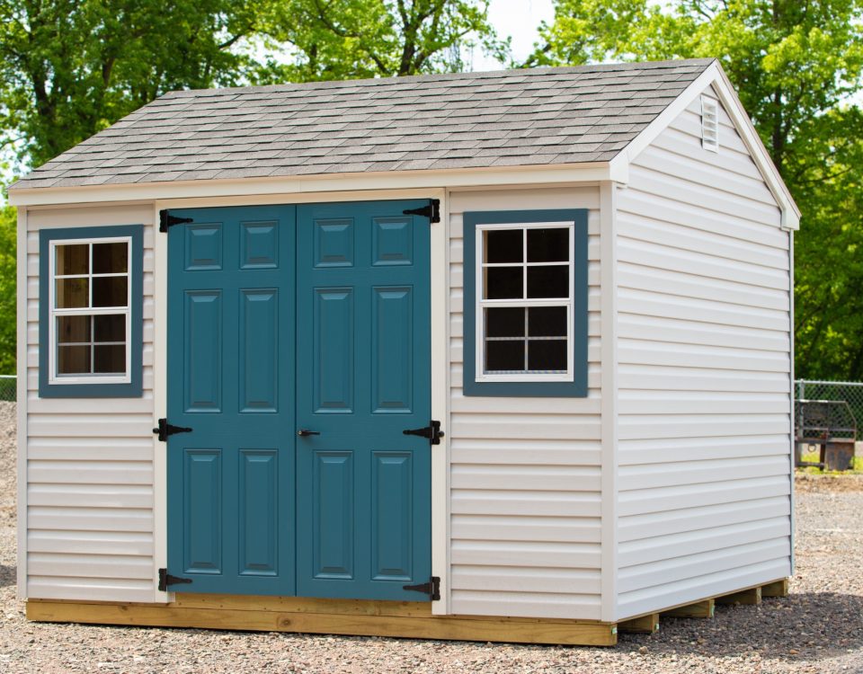 Storage shed in backyard